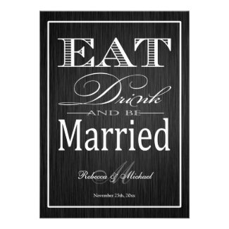 Eat Drink and be Married - Metallic Champagne Announcement