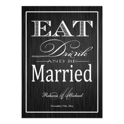 Eat Drink and be Married - Metallic Champagne Announcement