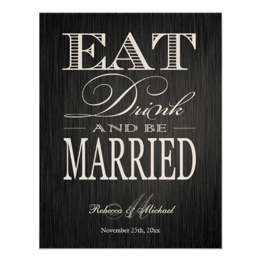 Eat Drink and be Married - Metallic Champagne Custom Announcements