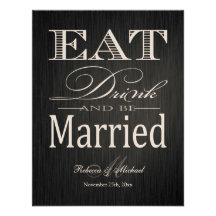 Eat Drink and be Married - Metallic Champagne Custom Announcement
