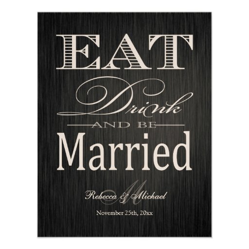 Eat Drink and be Married - Metallic Champagne Custom Announcement