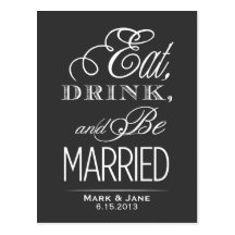 Eat Drink and Be Married Postcards