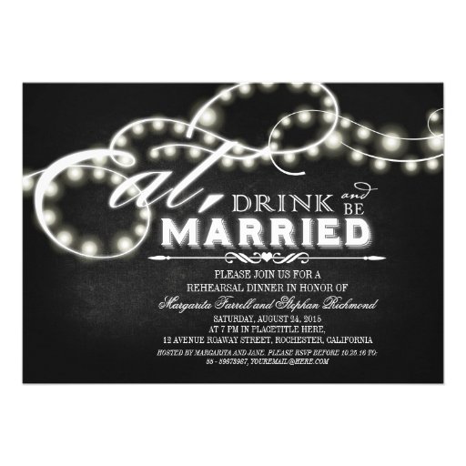 Eat, Drink and Be Married Rehearsal Dinner Invitations