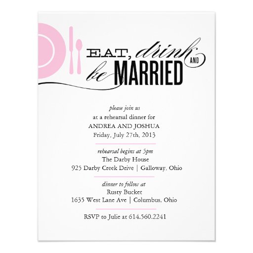 Eat, Drink and Be Married Rehearsal Dinner Invite