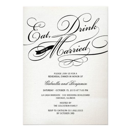 Eat Drink And Be Married Rehearsal Dinner Invite