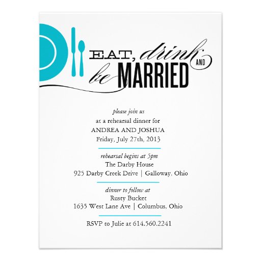 Eat, Drink and Be Married Rehearsal Dinner Invite