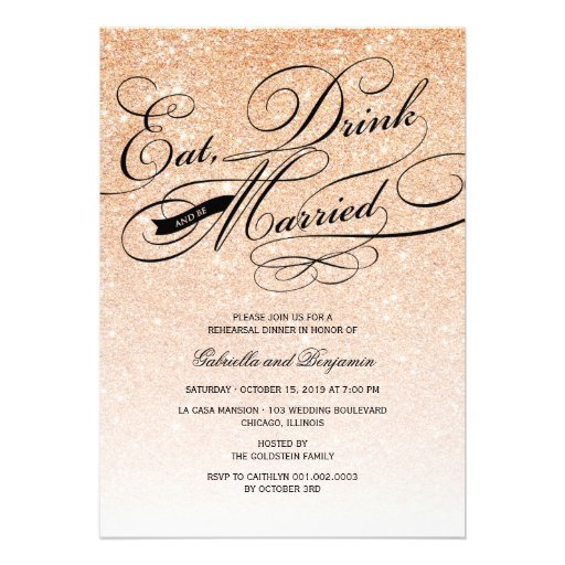 Eat Drink And Be Married Rehearsal Dinner Invite (front side)