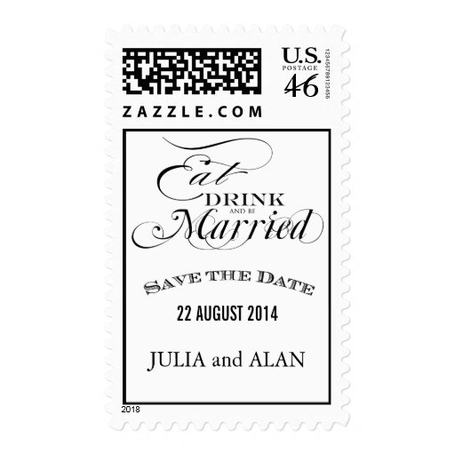 Eat, Drink and Be Married Save the Date Postage