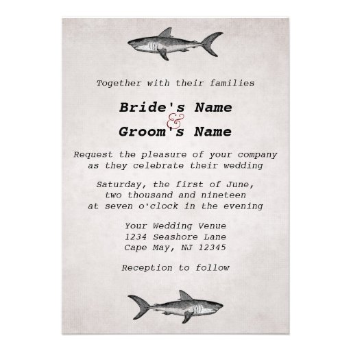 Eat Drink and be Married Shark Wedding Invitations
