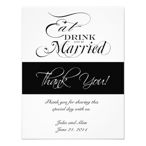Eat, Drink, and Be Married Thank You Cards Announcement