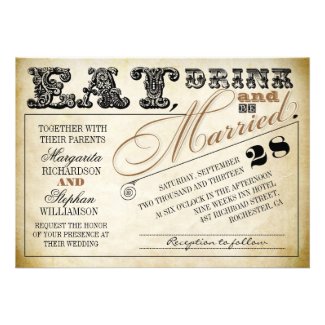 eat drink and be married typography wedding invite