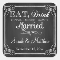 Eat Drink and be Married Wedding Favor Stickers
