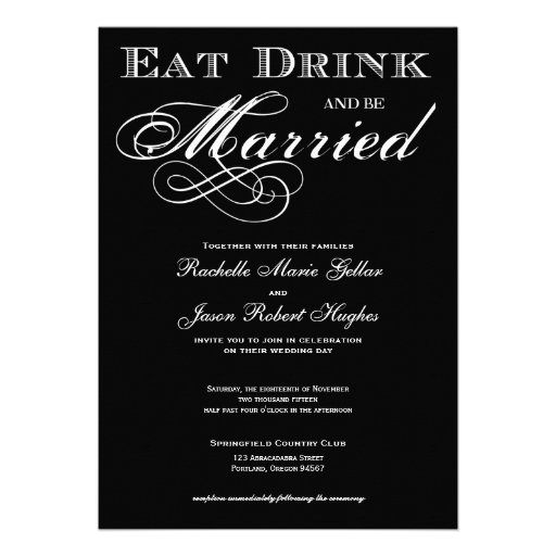 Eat Drink and be Married  Wedding Invitation