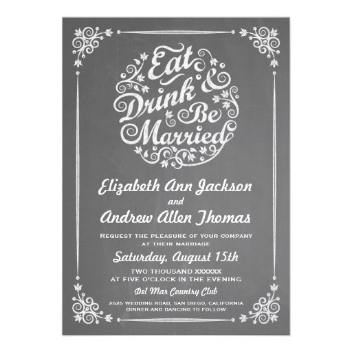 Eat Drink and Be Married Wedding Invitation