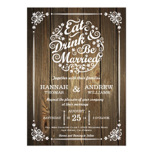 Eat Drink and Be Married Wedding Invitation