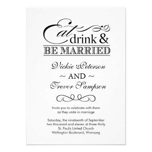 Eat Drink and Be Married Wedding Invitations