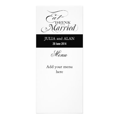 Eat, Drink, and Be Married Wedding Menu Cards Custom Announcement