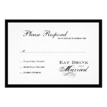 Eat Drink and be Married  Wedding rsvp Custom Invites