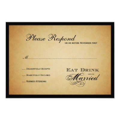 Eat Drink and be Married  Wedding rsvp Invitations