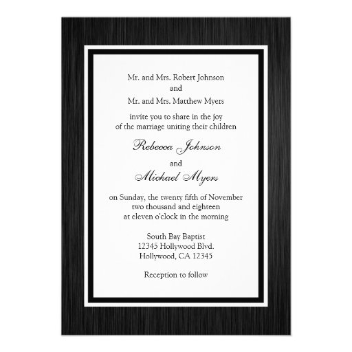 Eat Drink and be Married with black & white damask Personalized Invites