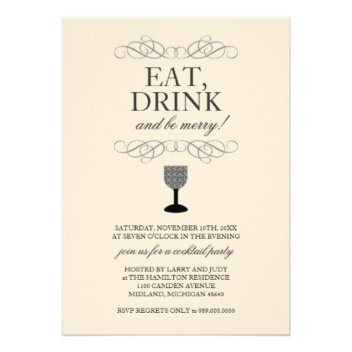 Eat, Drink and Be Merry Cocktail Party Invitation