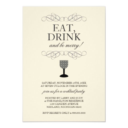 eat drink and be merry cocktail party invitation zazzle drinks invitation