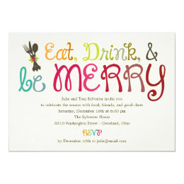 Eat Drink and Be Merry Holiday Party Invitation