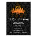Eat Drink and Be Scarey Elegant Damask Chandelier Custom Invite