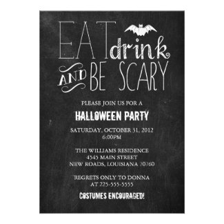 Eat Drink and Be Scary | Chalkboard Personalized Invites