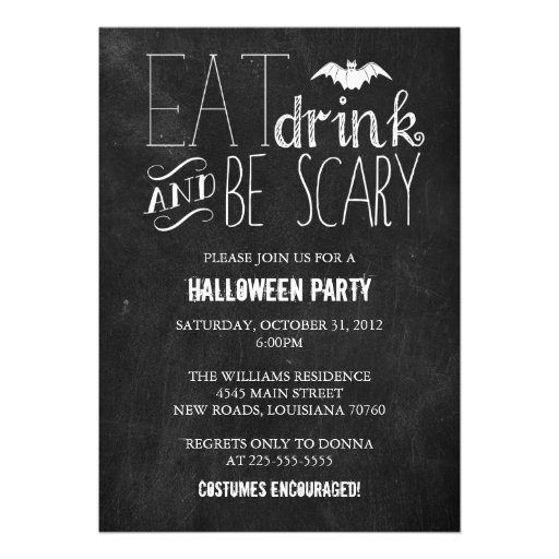 Eat Drink and Be Scary | Chalkboard Personalized Invites