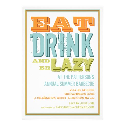 Eat, Drink & be Lazy at a Summer BBQ Party Custom Announcement