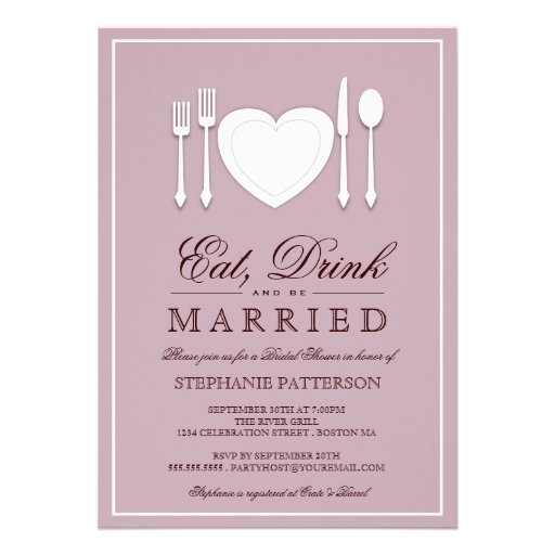 Eat Drink & Be Married Bridal Shower Invitation