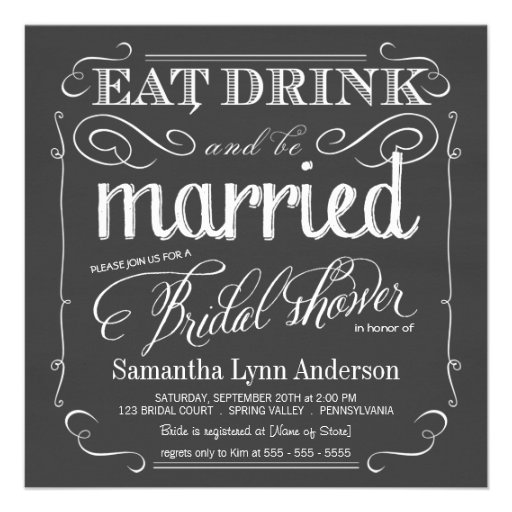 Eat Drink be Married Bridal Shower Invitations