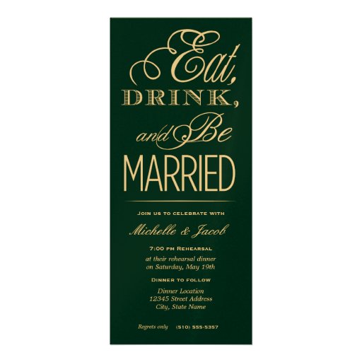 Eat, Drink, Be Married Custom Announcement