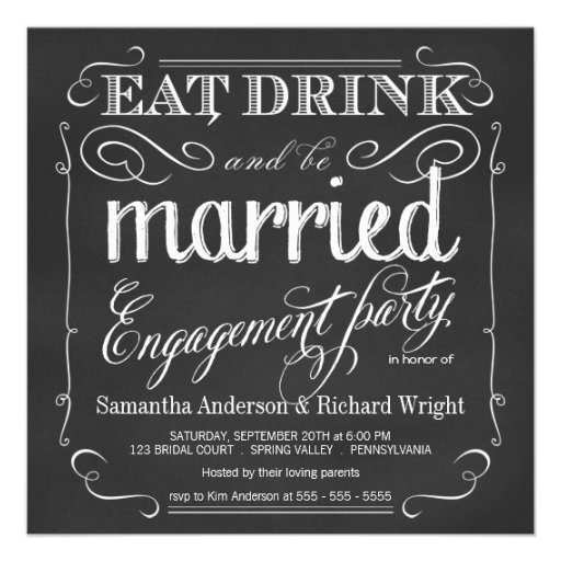 Eat Drink be Married Engagement Party Invitations (front side)