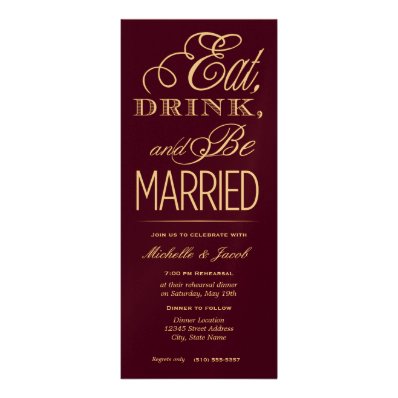 Eat, Drink, Be Married Personalized Announcements