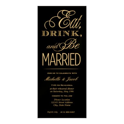 Eat, Drink, Be Married Personalized Invite