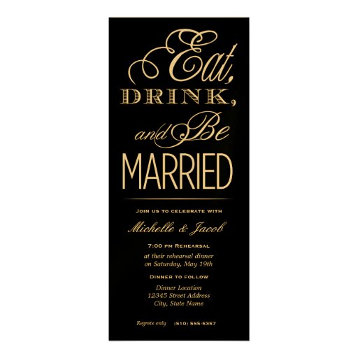 Eat, Drink, Be Married Personalized Invite