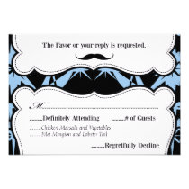 Eat, Drink & Be Married Retro Mustache RSVP Card Invitation