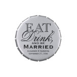 Eat, Drink, Be Married Silver Custom Wedding Favor Jelly Belly Candy Tin at Zazzle