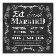 Eat Drink Be Married Square Wedding Invitations