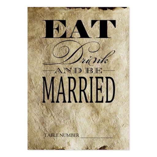 Eat Drink & be Married, Vintage Table Number Cards Business Card Templates (front side)