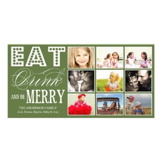 EAT, DRINK & BE MERRY | HOLIDAY COLLAGE CARD PHOTO CARD TEMPLATE