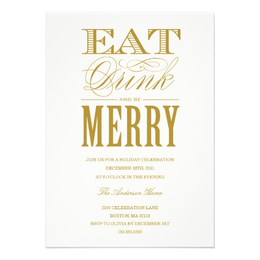 EAT, DRINK & BE MERRY | HOLIDAY PARTY INVITATION