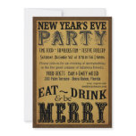 Eat Drink Be Merry New Years Eve Invitations