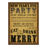 Eat Drink Be Merry New Years Eve Invitations