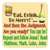 Eat Drink be Merry Square Sticker