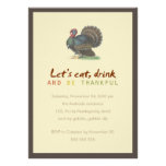 Eat Drink Be Thankful Vintage Thanksgiving Turkey Personalized Invitation