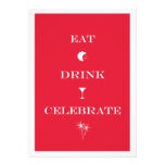 Eat Drink Celebrate red white new year eve party Personalized Announcement