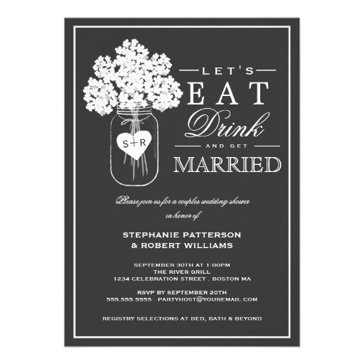 Eat Drink & Get Married Couples Shower Invitation